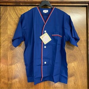 NWT John Weitz XL Men’s Short Sleeve Sleepwear Shirt Lounge Vintage 70s Blue
